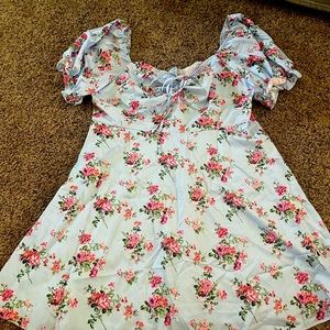 Ruched bust tie front floral dress